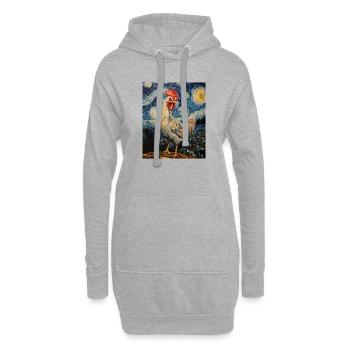 Poulet Coq Poulets Style Van Gogh Étoilé - Sweat-shirt à capuche long Femme - gris chiné - Devant