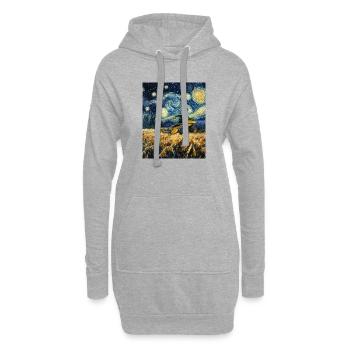 moissonneuse-batteuse fermier style van gogh étoilé - Sweat-shirt à capuche long Femme - gris chiné - Devant