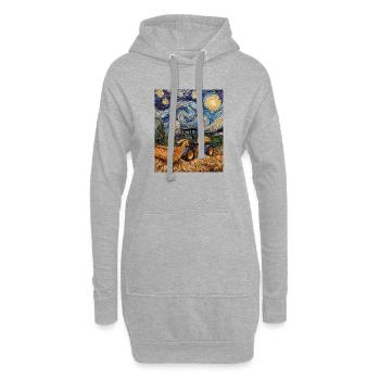 moissonneuse-batteuse fermier style van gogh étoilé - Sweat-shirt à capuche long Femme - gris chiné - Devant