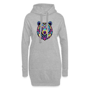Neon Tribal Bär Illustration - Hoodie-Kleid - Grau meliert - Vorne