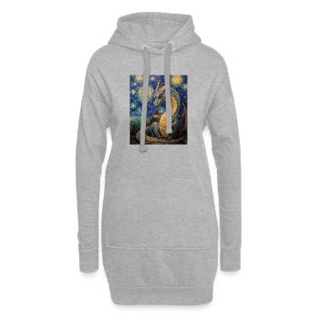Drache Drachen Dragon Van Gogh Style Starry Night - Hoodie-Kleid - Grau meliert - Vorne