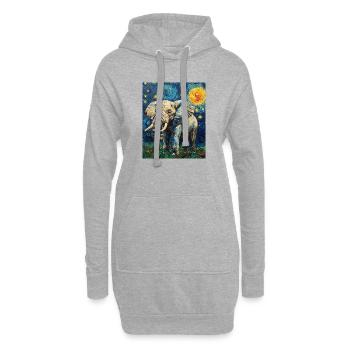 Éléphant Van Gogh Style Nuit étoilée - Sweat-shirt à capuche long Femme - gris chiné - Devant