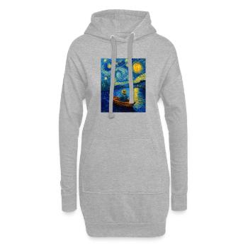 Pêcheur Pêche Angel Van Gogh Style Nuit étoilée - Sweat-shirt à capuche long Femme - gris chiné - Devant