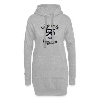 56 ans, l'âge de la perfection - Sweat-shirt à capuche long Femme - gris chiné - Devant
