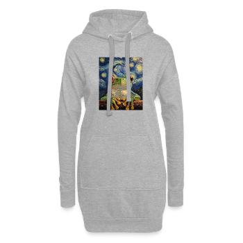Frosch Frösche Van Gogh Style Starry Night - Hoodie-Kleid - Grau meliert - Vorne