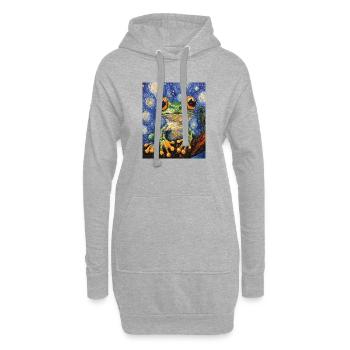 Frosch Frösche Van Gogh Style Starry Night - Hoodie-Kleid - Grau meliert - Vorne