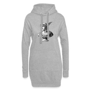 Buste antique Hermès - Gravure classique - Sweat-shirt à capuche long Femme - gris chiné - Devant