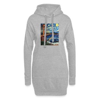 Pont du Golden Gate de San Francisco à la Van Gogh - Sweat-shirt à capuche long Femme - gris chiné - Devant