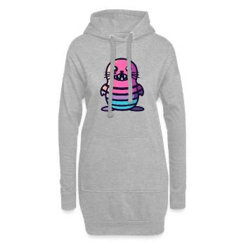 Robbe Tier Halloween Comic Lustig - Hoodie-Kleid - Grau meliert - Vorne
