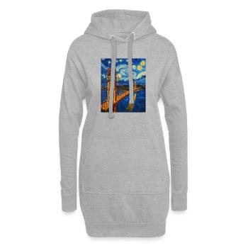 Pont du Golden Gate de San Francisco à la Van Gogh - Sweat-shirt à capuche long Femme - gris chiné - Devant