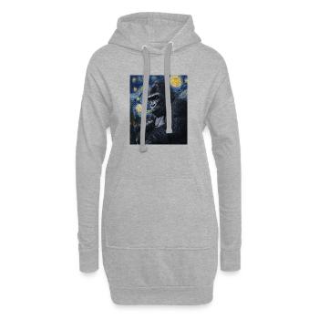 Gorille Gorille Singe Style Van Gogh Nuit étoilée - Sweat-shirt à capuche long Femme - gris chiné - Devant