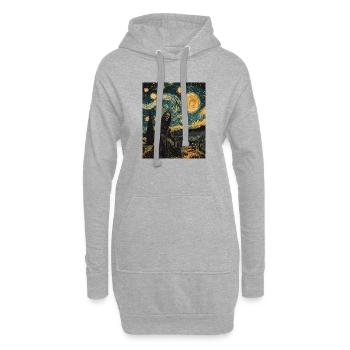 Squelette fantôme style Van Gogh Nuit étoilée - Sweat-shirt à capuche long Femme - gris chiné - Devant