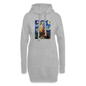 Falke Hawk Van Gogh Style Nuit étoilée - Sweat-shirt à capuche long Femme - gris chiné - Devant