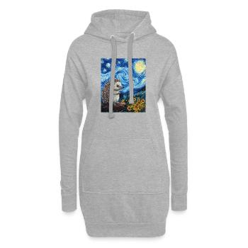  Igel Van Gogh Style Starry Night - Hoodie-Kleid - Grau meliert - Vorne