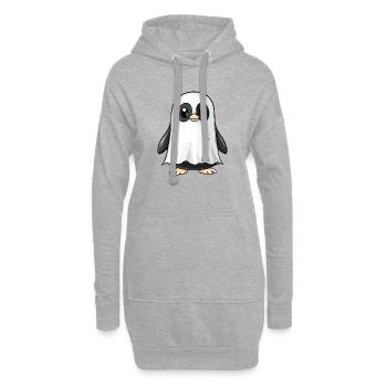 Pingouin Halloween fantôme - Sweat-shirt à capuche long Femme - gris chiné - Devant