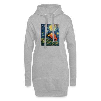 Coccinelle Van Gogh Style Nuit étoilée - Sweat-shirt à capuche long Femme - gris chiné - Devant