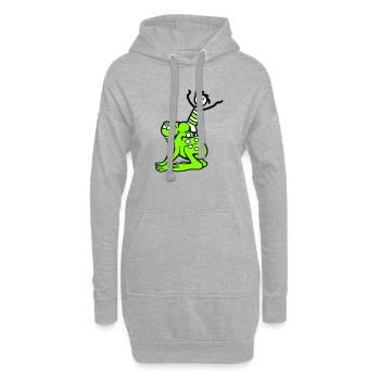 2 Freunde Frosch Junge Reiten Team Kröte Lustig - Hoodie-Kleid - Grau meliert - Vorne