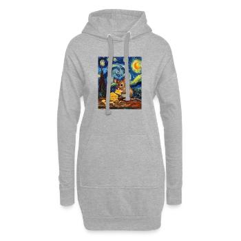 Souris mange du fromage Nuit étoilée à la Van Gogh - Sweat-shirt à capuche long Femme - gris chiné - Devant