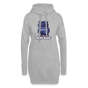 NachtGamer Eule VR - Hoodie-Kleid - Grau meliert - Vorne