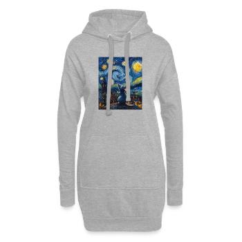 Souris mange du fromage Nuit étoilée à la Van Gogh - Sweat-shirt à capuche long Femme - gris chiné - Devant