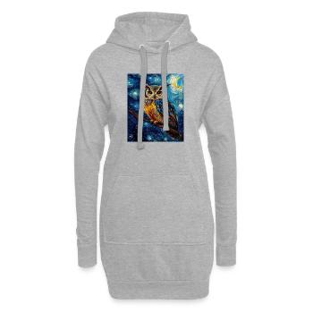 hibou oiseau style van gogh nuit étoilée - Sweat-shirt à capuche long Femme - gris chiné - Devant