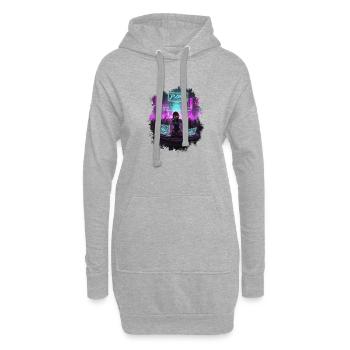 Cyberpunk_DJ_Party - Hoodie-Kleid - Grau meliert - Vorne