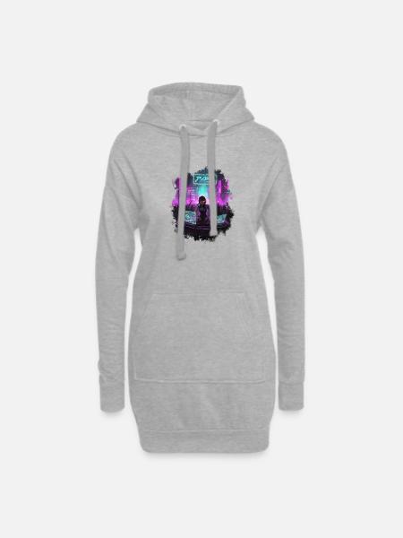 Cyberpunk_DJ_Party - Hoodie-Kleid - Grau meliert