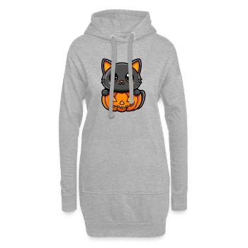 Chat Halloween Chat Bande dessinée - Sweat-shirt à capuche long Femme - gris chiné - Devant
