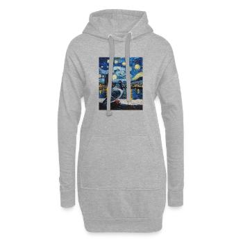 Colombe Oiseau Van Gogh Style Nuit étoilée - Sweat-shirt à capuche long Femme - gris chiné - Devant