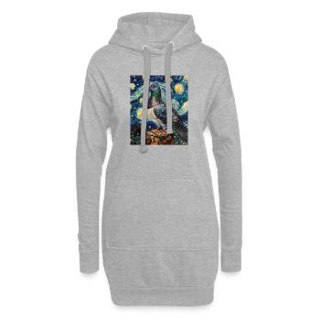 Colombe Oiseau Van Gogh Style Nuit étoilée - Sweat-shirt à capuche long Femme - gris chiné - Devant