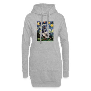 Colombe Oiseau Van Gogh Style Nuit étoilée - Sweat-shirt à capuche long Femme - gris chiné - Devant