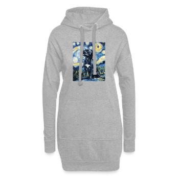Pitbull chien chiens Van Gogh style nuit étoilée - Sweat-shirt à capuche long Femme - gris chiné - Devant