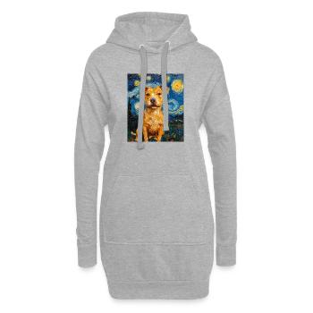 Pitbull chien chiens Van Gogh style nuit étoilée - Sweat-shirt à capuche long Femme - gris chiné - Devant