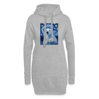 ours polaire ours ours van gogh style nuit étoilée - Sweat-shirt à capuche long Femme - gris chiné - Devant