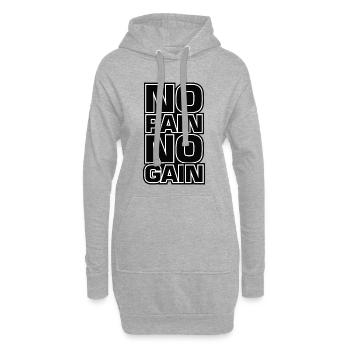 No Pain No Gain Fitness Motto - Hoodie-Kleid - Grau meliert - Vorne