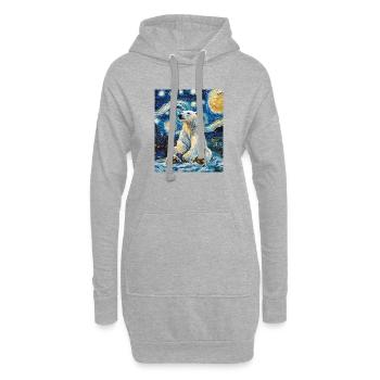 ours polaire ours ours van gogh style nuit étoilée - Sweat-shirt à capuche long Femme - gris chiné - Devant