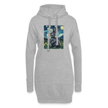 Lapin Lapin Lapin Van Gogh Style Nuit étoilée - Sweat-shirt à capuche long Femme - gris chiné - Devant