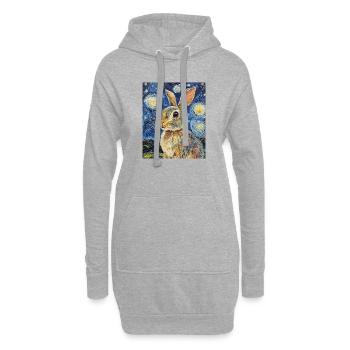 Lapin Lapin Lapin Van Gogh Style Nuit étoilée - Sweat-shirt à capuche long Femme - gris chiné - Devant