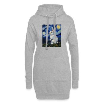 Lapin Lapin Lapin Van Gogh Style Nuit étoilée - Sweat-shirt à capuche long Femme - gris chiné - Devant