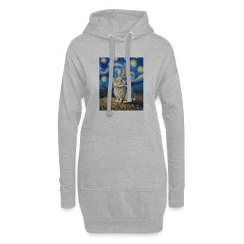 Lapin Lapin Lapin Van Gogh Style Nuit étoilée - Sweat-shirt à capuche long Femme - gris chiné - Devant