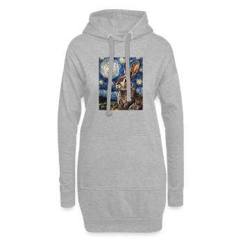 Lapin Lapin Lapin Van Gogh Style Nuit étoilée - Sweat-shirt à capuche long Femme - gris chiné - Devant