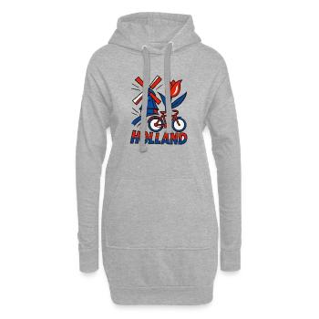 Vélo tulipe à moulin à vent hollandais - Sweat-shirt à capuche long Femme - gris chiné - Devant