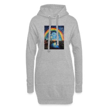 Arc-en-ciel de style Van Gogh Nuit étoilée - Sweat-shirt à capuche long Femme - gris chiné - Devant