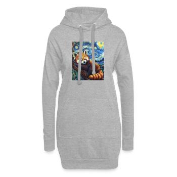 Panda roux Ours Style Van Gogh Nuit étoilée - Sweat-shirt à capuche long Femme - gris chiné - Devant