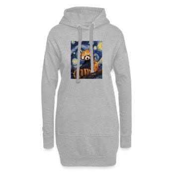 Panda roux Ours Style Van Gogh Nuit étoilée - Sweat-shirt à capuche long Femme - gris chiné - Devant