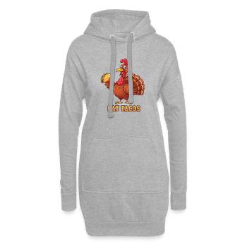 Eat Tacos Cartoon Turkey - Hoodie-Kleid - Grau meliert - Vorne