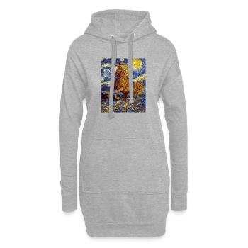 Cheval Chevaux Cavalier Style Van Gogh Nuit étoilée - Sweat-shirt à capuche long Femme - gris chiné - Devant