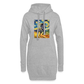 Cheval Chevaux Cavalier Style Van Gogh Nuit étoilée - Sweat-shirt à capuche long Femme - gris chiné - Devant