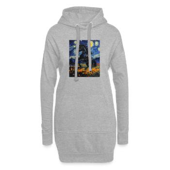 Cheval Chevaux Cavalier Style Van Gogh Nuit étoilée - Sweat-shirt à capuche long Femme - gris chiné - Devant