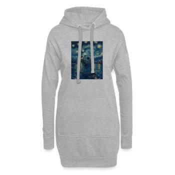 Robbe Van Gogh Style Nuit étoilée - Sweat-shirt à capuche long Femme - gris chiné - Devant